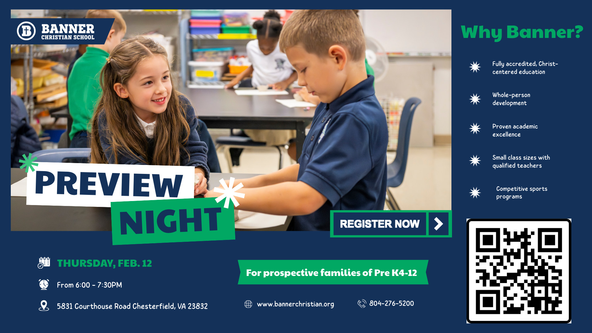 Register for Banner Christian Preview Night on Feb. 12