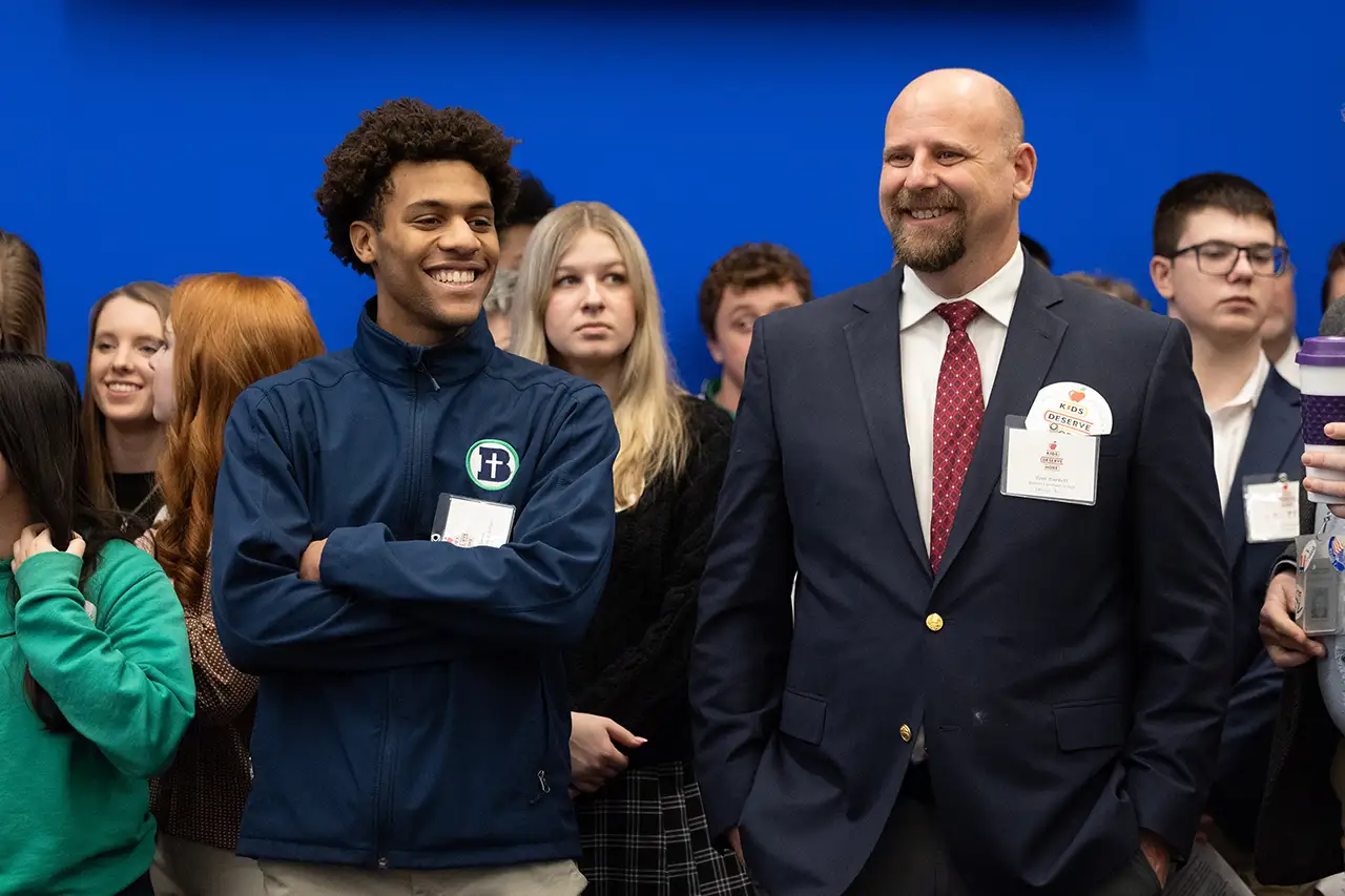 Dr. Tom Burkett with students at the Virginia State Capitol